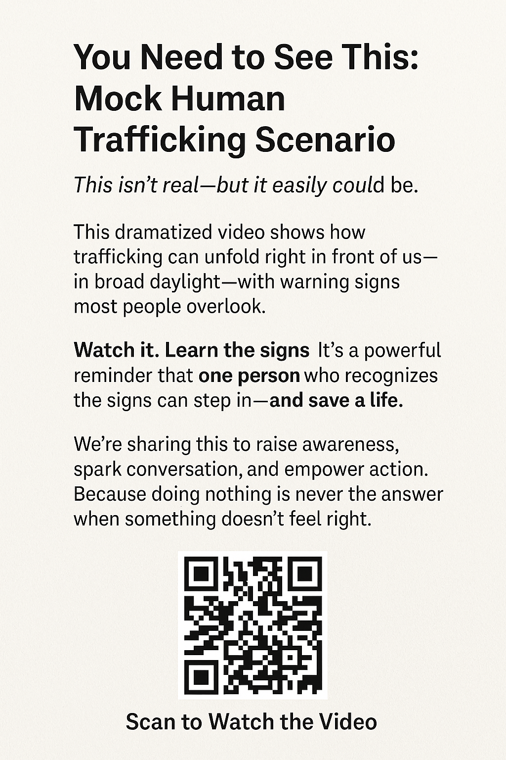 Mock Human Trafficking Scenario